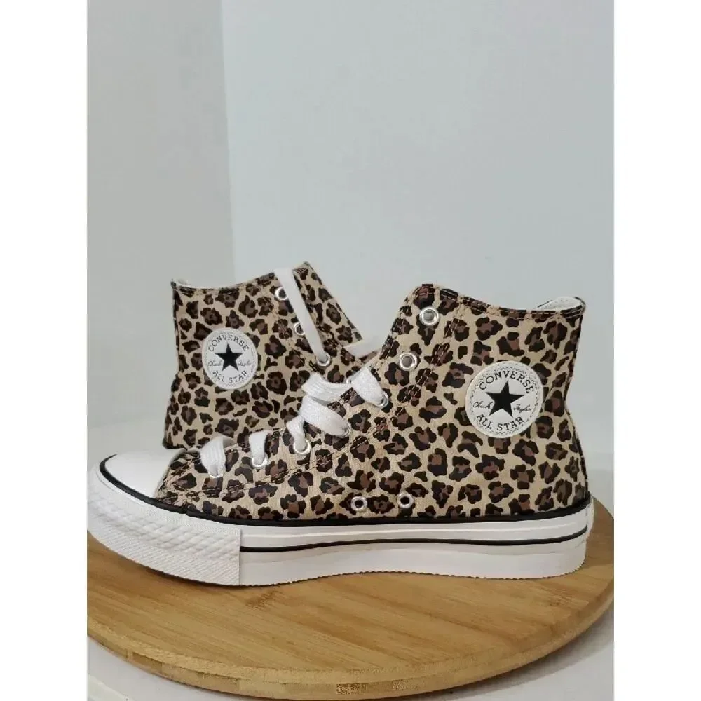Converse CTAS Eva Big Kids' Platform Sneakers Leopard Print Size 7 NIB